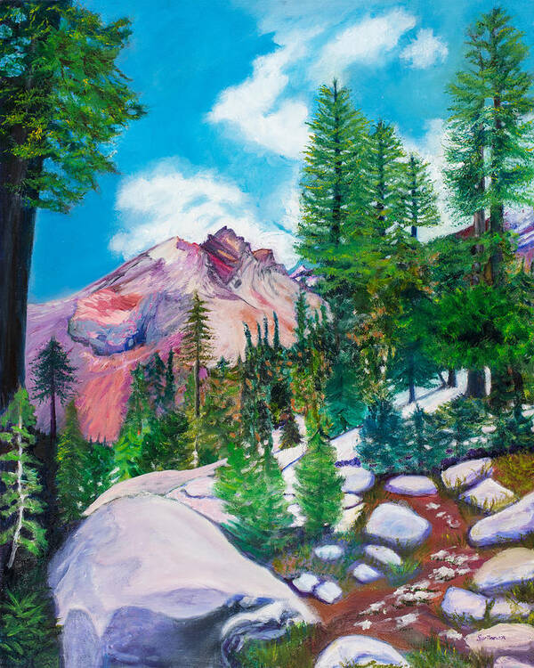 Mountain Art Print featuring the painting Shasta Path by Santana Star