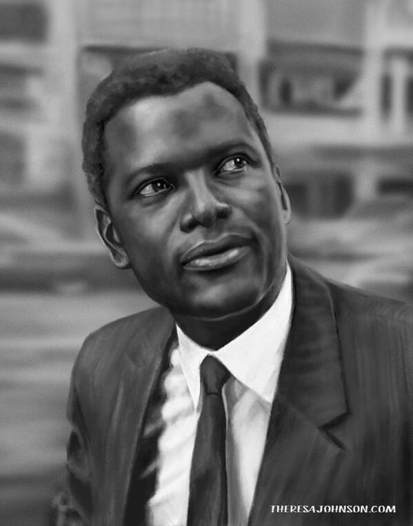 Actor Art Print featuring the digital art Sidney Poitier Portrait by Theresa Johnson