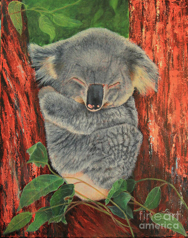 Koala Art Print featuring the painting Sleeping Koala by Jeanette French