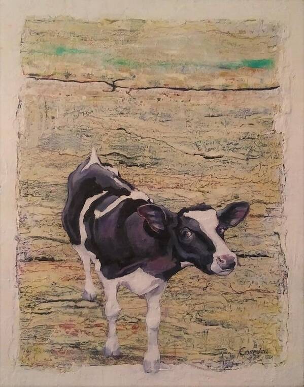 Cow Art Print featuring the painting Something in the Way She MOOS by Jean Cormier