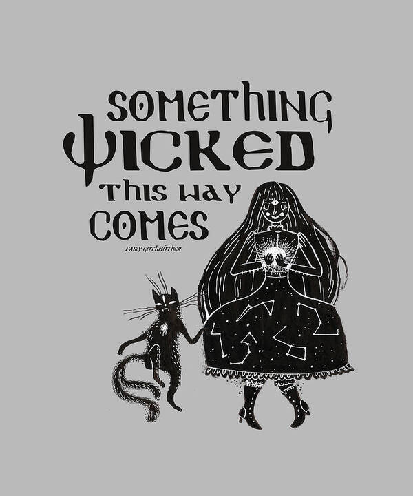 Something Wicked This Way Comes Art Print featuring the digital art Something Wicked This Way Comes with Crystal Ball and Kitty by Jennifer Preston