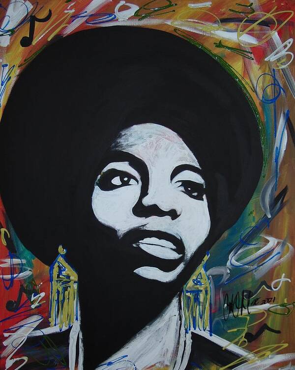 Nina Simone Art Print featuring the painting Soulful Simone by Antonio Moore