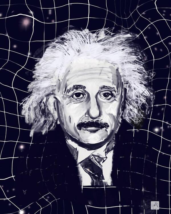 Albert Einstein Art Print featuring the digital art Spacetime Einstein by Eileen Backman