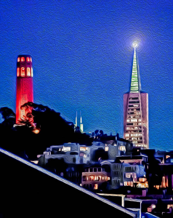 San Francisco Photography Art Print featuring the photograph Starry Night in San Francisco by Terry Walsh