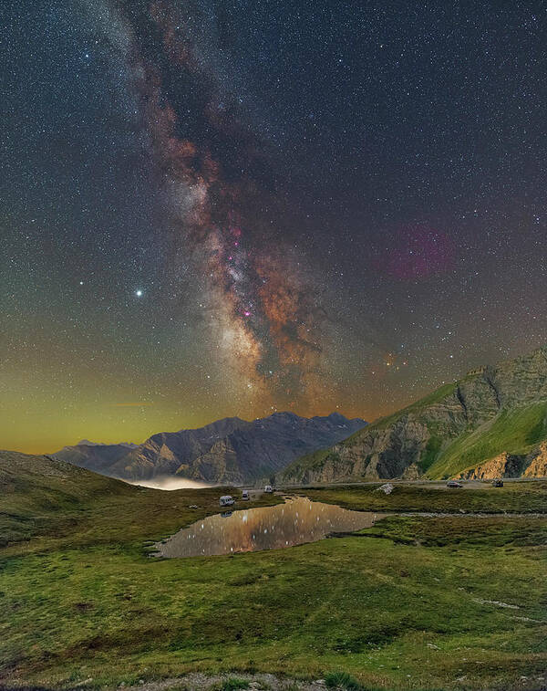 Milky Way Art Print featuring the photograph Starry Pond by Ralf Rohner