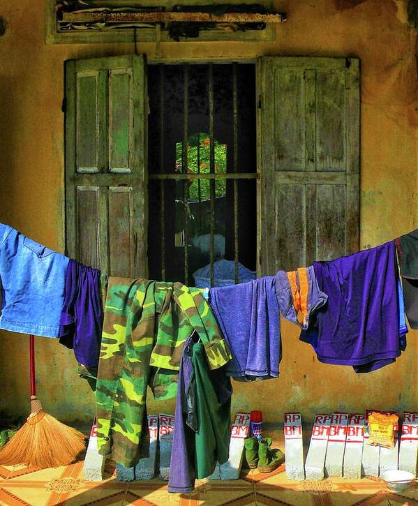 Clothes Art Print featuring the photograph Opened window, Vietnam by Robert Bociaga