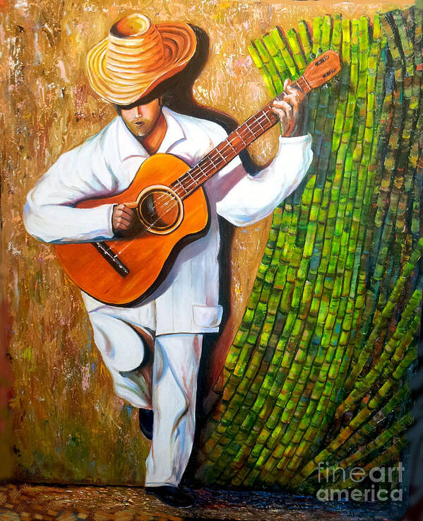 Cuban Art Art Print featuring the painting Sugarcane Worker by Jose Manuel Abraham