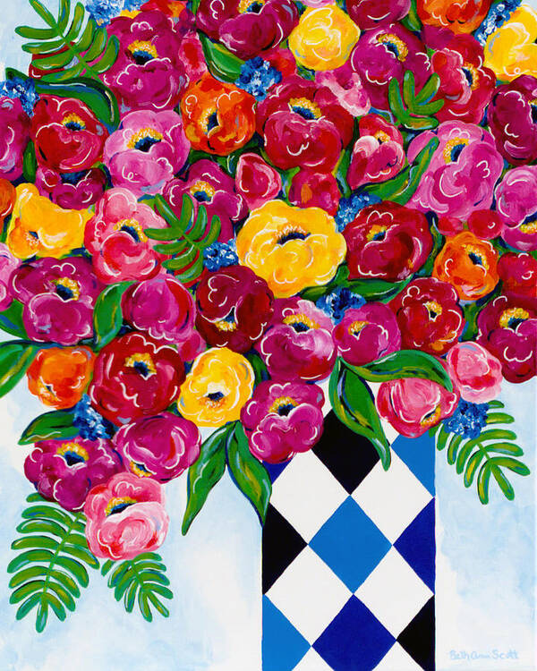 Flower Bouquet Art Print featuring the painting Summer Blooms by Beth Ann Scott