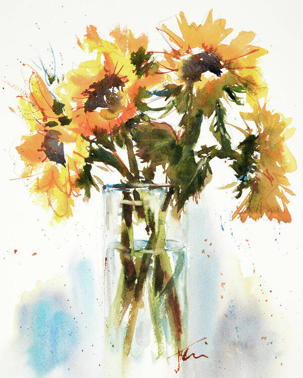 Sunflower Art Print featuring the painting Sunflowers for Ukraine by Judith Levins