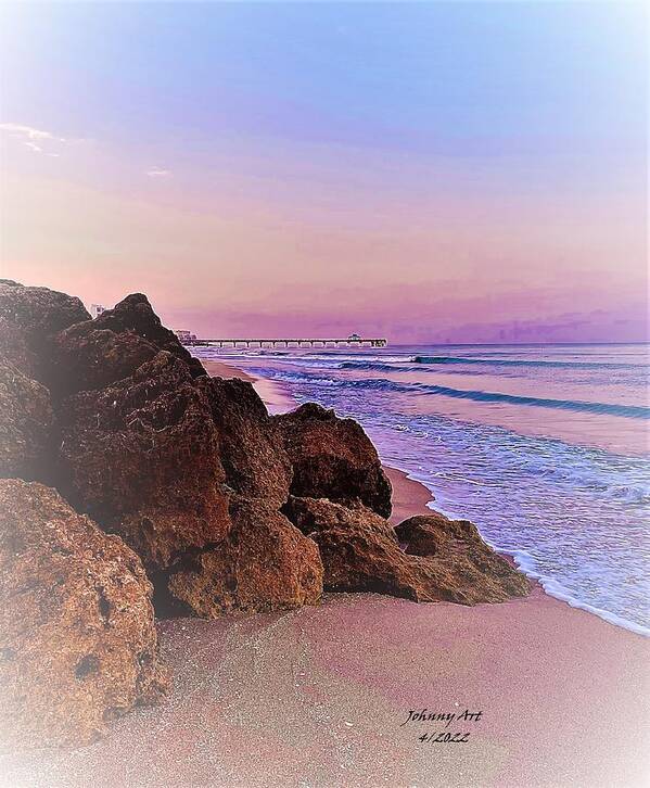 Beach Art Print featuring the photograph Sunset Walks on the Beach 2 by John Anderson