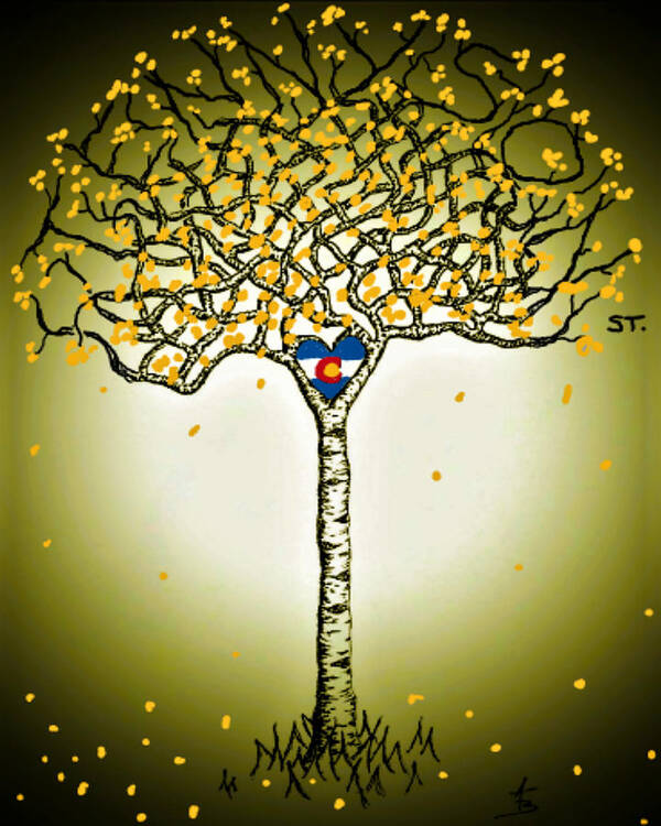 Denver Art Print featuring the drawing Tennyson St, Colorado Aspen Love Tree by Aaron Bombalicki