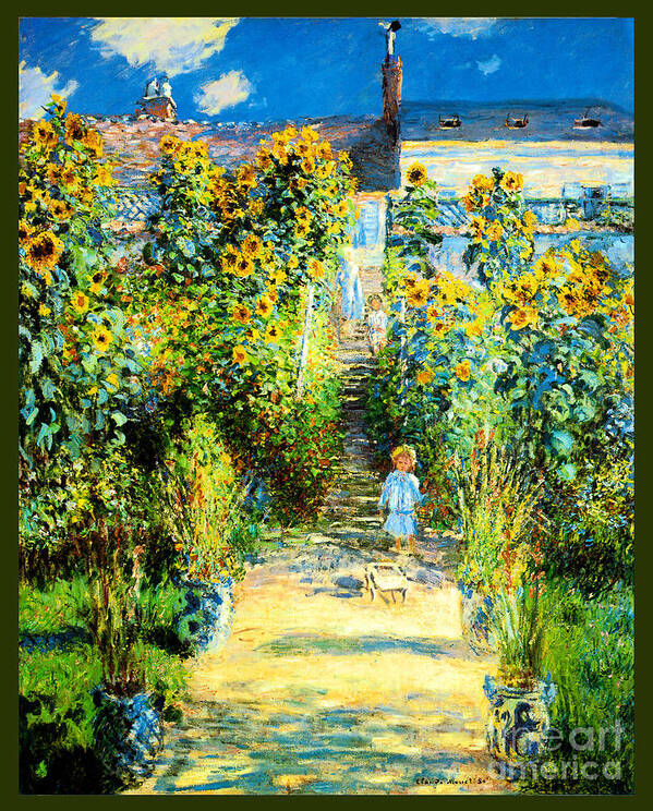 Claude Monet Art Print featuring the painting The Artists Garden at Vetheuil 1880 by Claude Monet