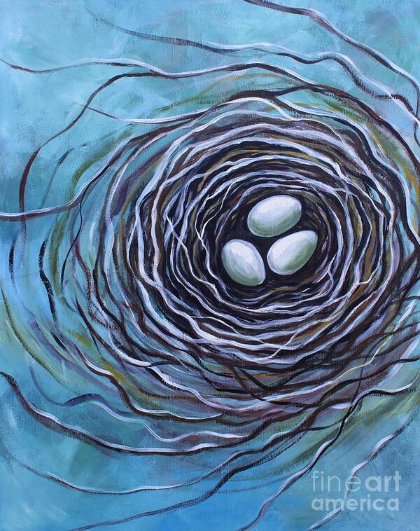 Bird Nest Art Print featuring the painting The Bird Nest by Elizabeth Robinette Tyndall