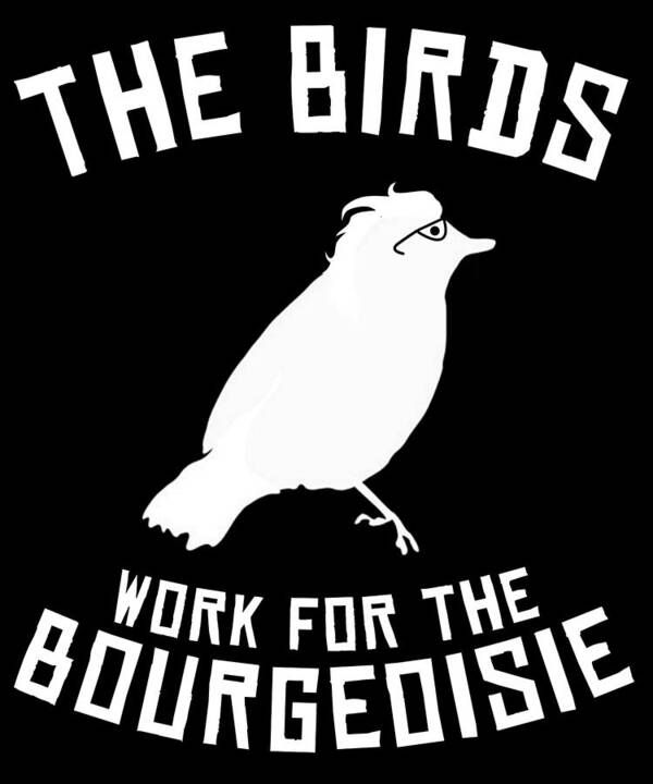 Meme Art Print featuring the digital art The Birds Work for the Bourgeoisie 1986 Robot Birds by Flippin Sweet Gear