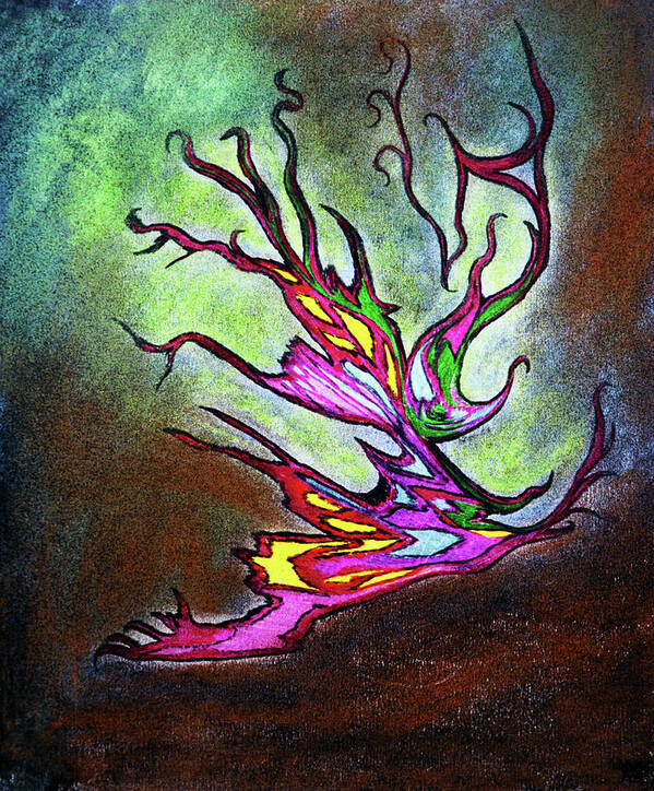 Tree Art Print featuring the mixed media The Burning Tree by Melinda Firestone-White