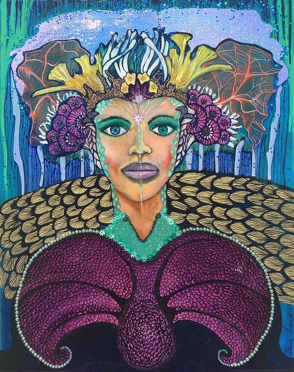 Painting Art Print featuring the painting The Coral Queen by Patricia Arroyo