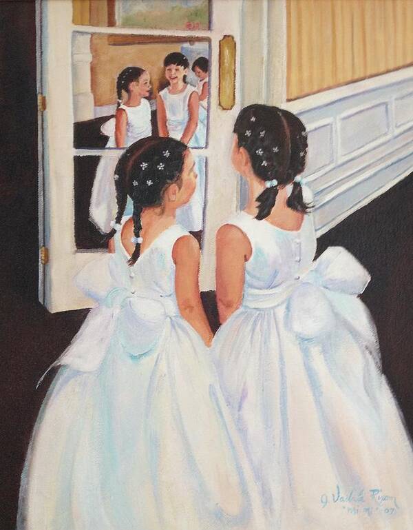 Flower Girls Art Print featuring the painting The Flower Girls by Judy Rixom