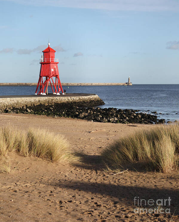 Herd Groyne Art Print featuring the photograph The Herd Groyne Lighthouse, South Shields, England by Bryan Attewell
