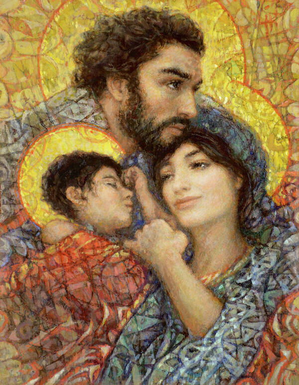 Holy Art Print featuring the painting The Holy Family of Nazareth by Smith Catholic Art