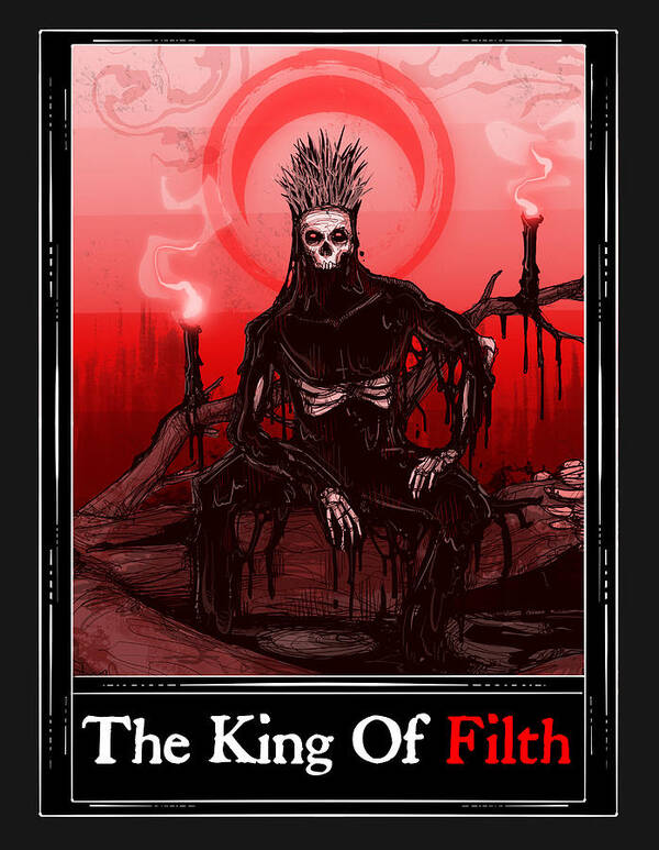 Tarot Art Print featuring the drawing The King Of Filth Tarot by Ludwig Van Bacon