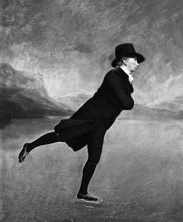 The Skating Minister Art Print featuring the painting The Skating Minister by Sir Henry Raeburn 1790 Black and White by Sir Henry Raeburn