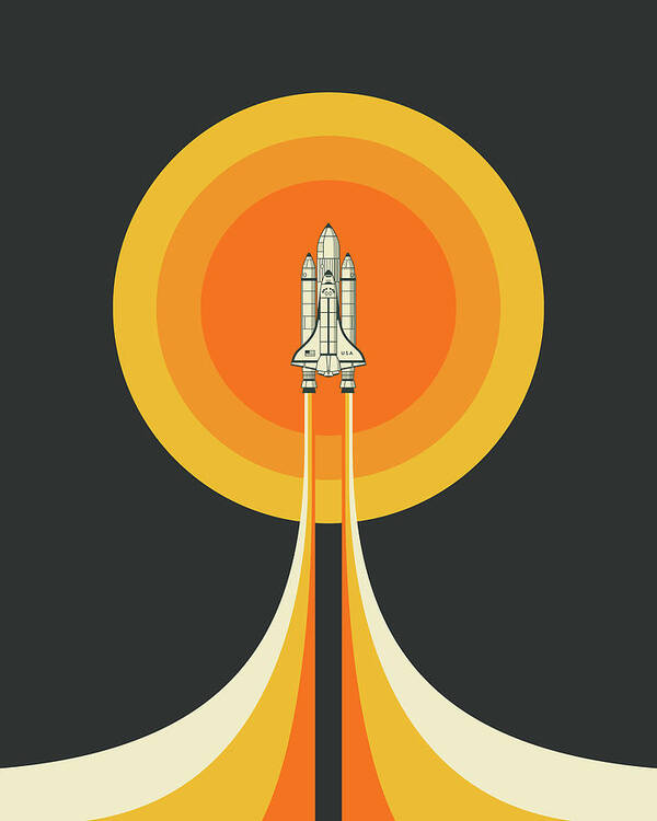 Retro Art Print featuring the digital art The Space Shuttle 1.5 by Jazzberry Blue
