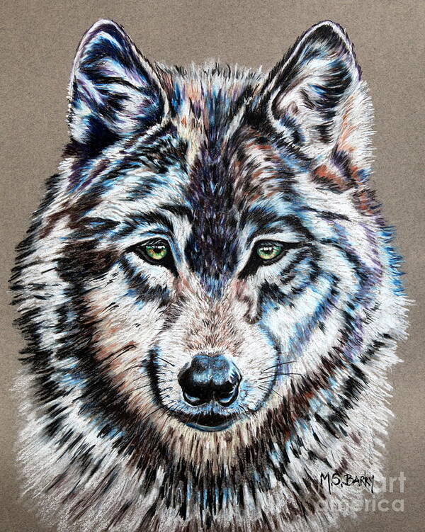Wolf Art Print featuring the painting Timber Wolf by Maria Barry