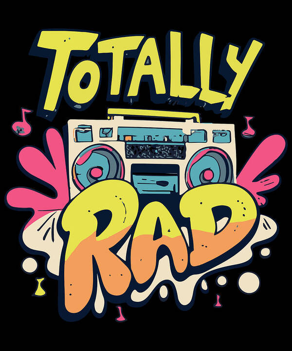 80s Art Print featuring the digital art Totally Rad Retro 80s Boombox by Flippin Sweet Gear