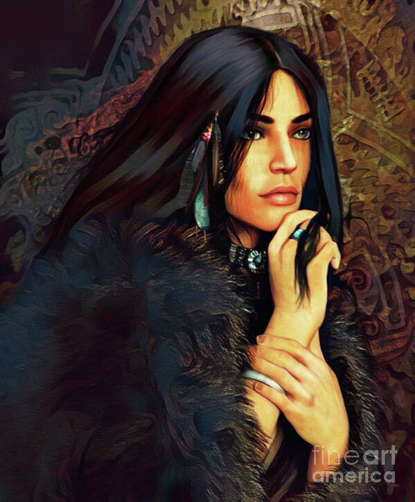Indigenous Dreamer Art Print featuring the digital art Turquoise Dreamer by Shanina Conway