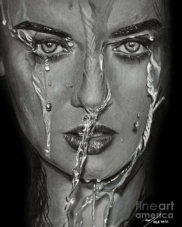 Woman Art Print featuring the drawing Two Wet Too by Michael McKenzie
