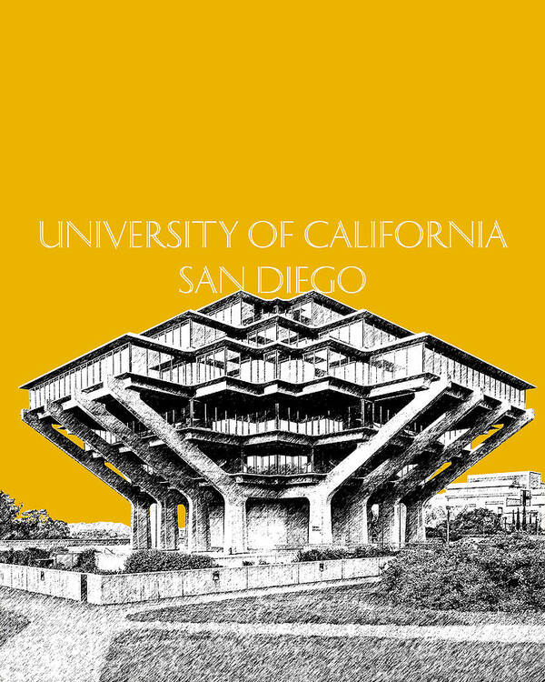 University Of California San Diego Art Print featuring the digital art UC San Diego Gold by DB Artist
