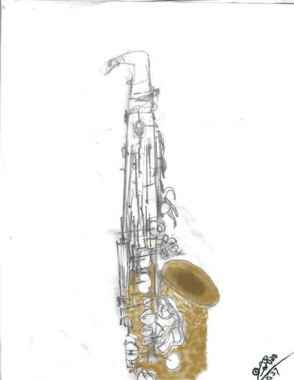 Alto Sax Art Print featuring the digital art Unfinished by Leon deVose