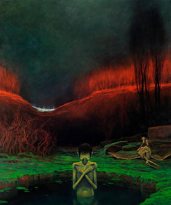 Hell Art Print featuring the painting Untitled - Hell by Zdzislaw Beksinski