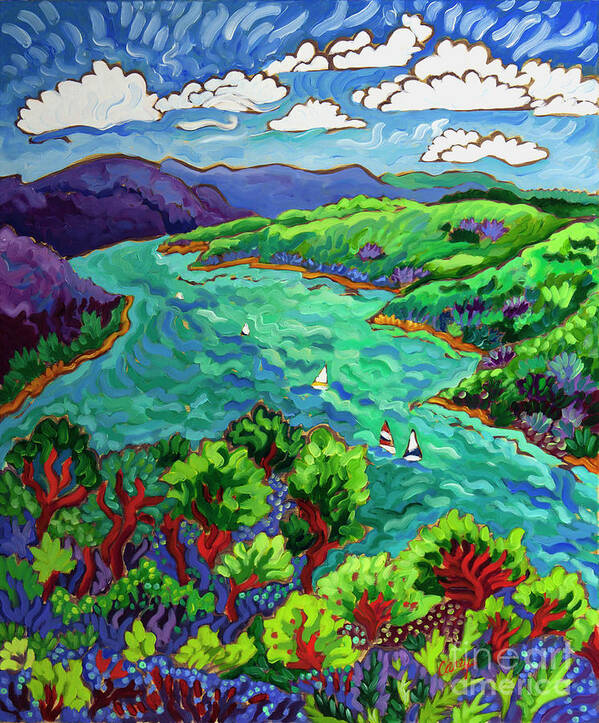 Finger Lakes Art Print featuring the painting View from Esperanza by Cathy Carey