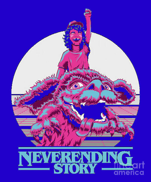 Neverending Story Art Print featuring the digital art Vintage Retro Neverending Story Stranger Things Mashup Premium Gifts Best Men by Mizorey Tee