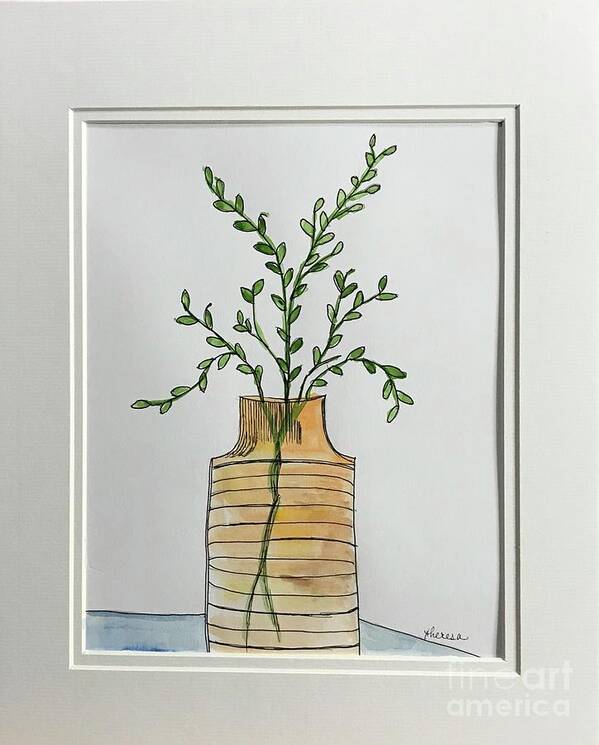 Watercolor And Ink Art Print featuring the painting Waiting to Bloom by Theresa Honeycheck