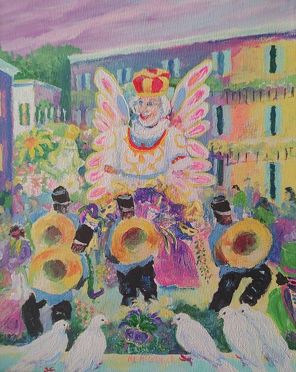 Mardi Gras Art Print featuring the painting When the Saints Go Marching In---Mardi Gras King Rex by ML McCormick