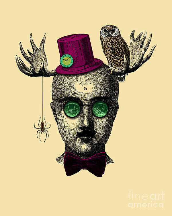 Wizard Art Print featuring the digital art Whimsical fantasy man by Madame Memento