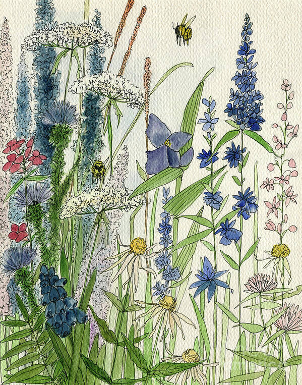 Wildflower Print Art Print featuring the painting Wildflowers by Laurie Rohner
