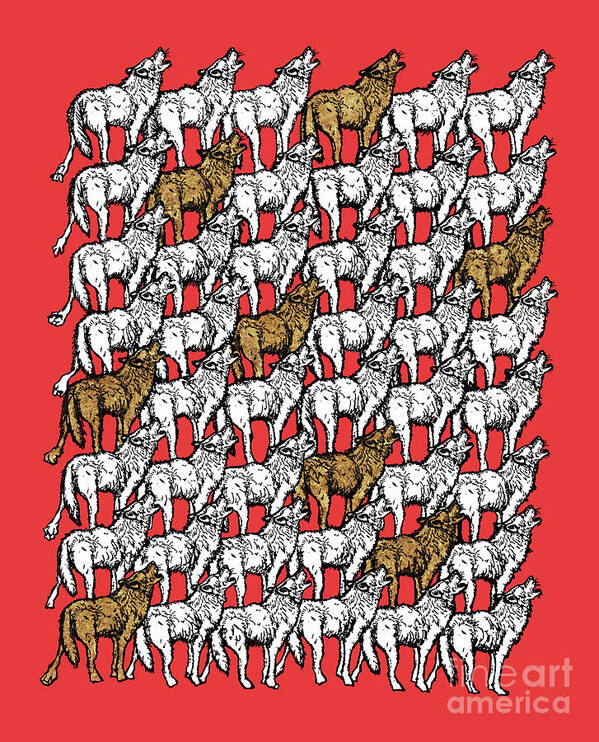 Wolf Pattern Art Print featuring the mixed media Wolf Pattern 6 by Amy E Fraser