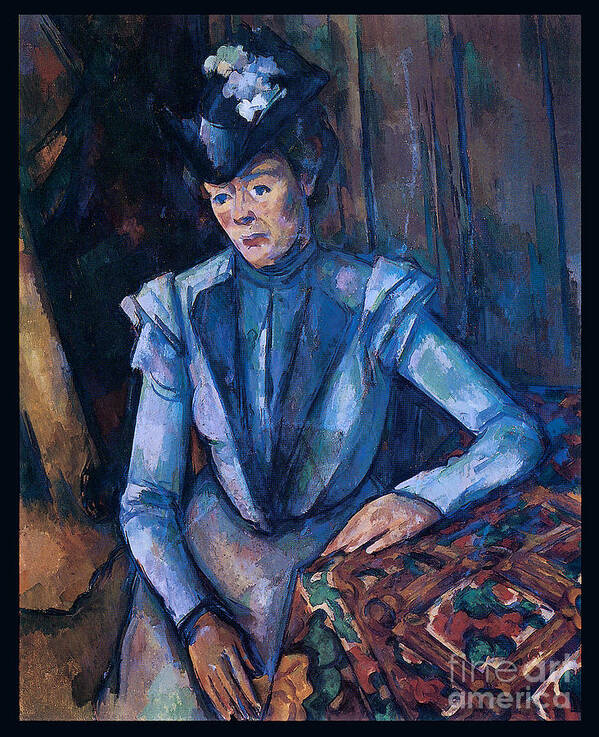 Cezanne Art Print featuring the painting Woman in Blue 1900 by Paul Cezanne