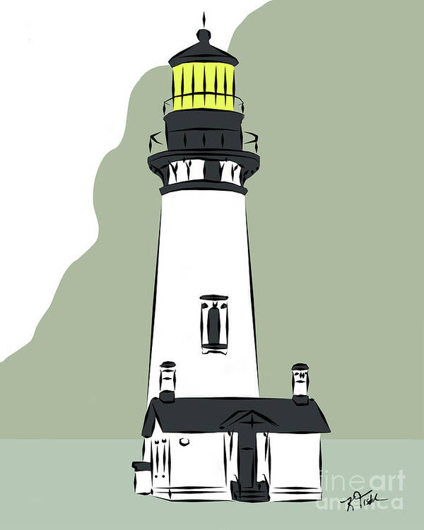Yaquina-head Art Print featuring the digital art Yaquina Head Lighthouse by Kirt Tisdale