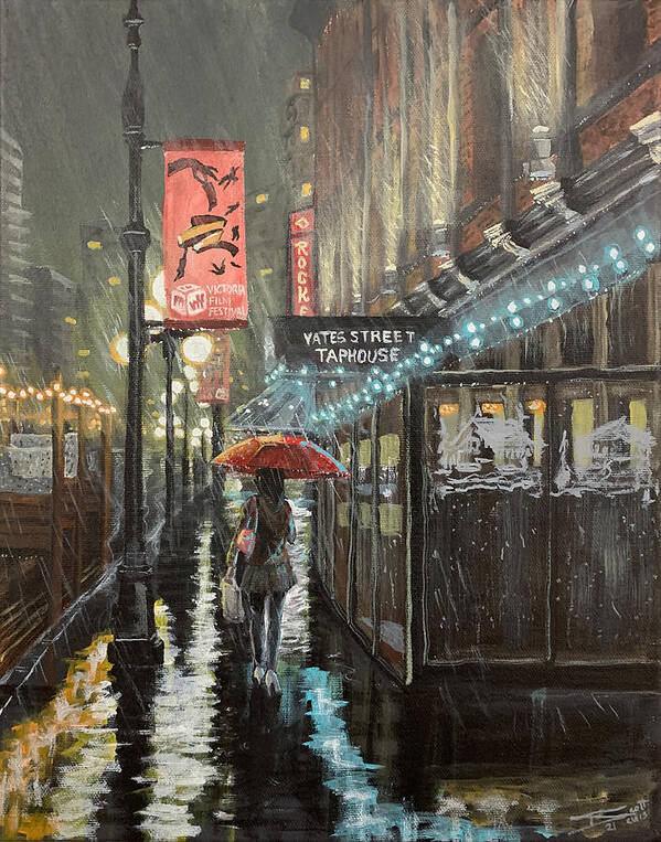 Dominion Art Print featuring the painting Yates Street Victoria, January 2021 by Scott Dewis