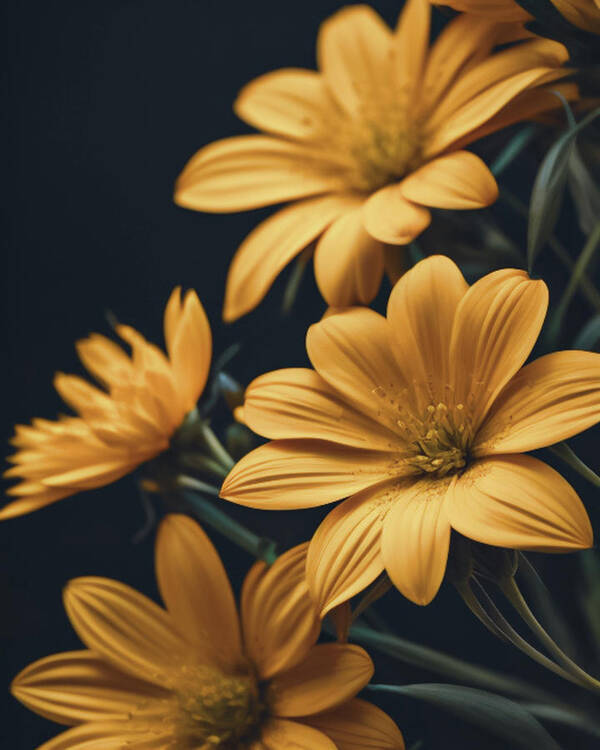 Flowers Art Print featuring the digital art Yellow Flowers by Digital Shotz