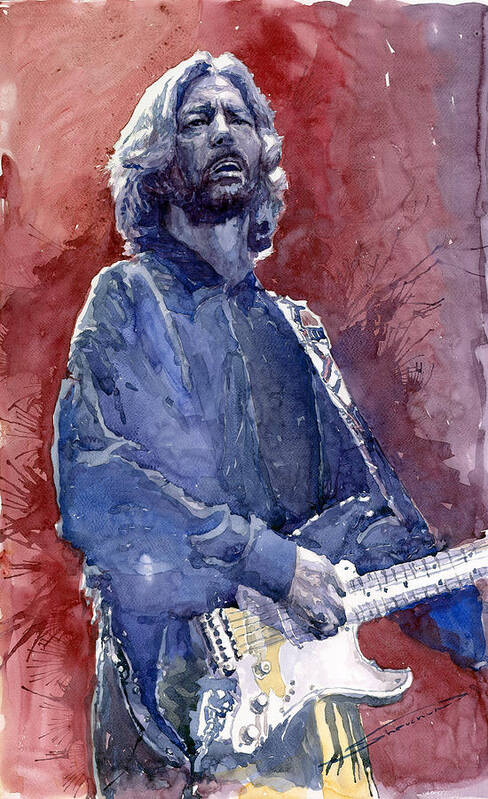 Watercolor Art Print featuring the painting Eric Clapton 04 by Yuriy Shevchuk