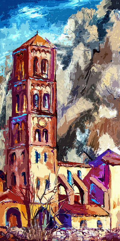 France Art Print featuring the painting Bell Tower South Of France by Ginette Callaway