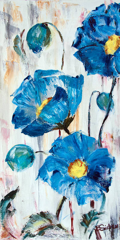 Oral Art Print featuring the painting Blue Poppies by Sharon Sieben