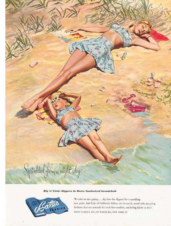 1950s Art Print featuring the drawing 1950s Usa Holidays Cole Swimwear Swim by The Advertising Archives