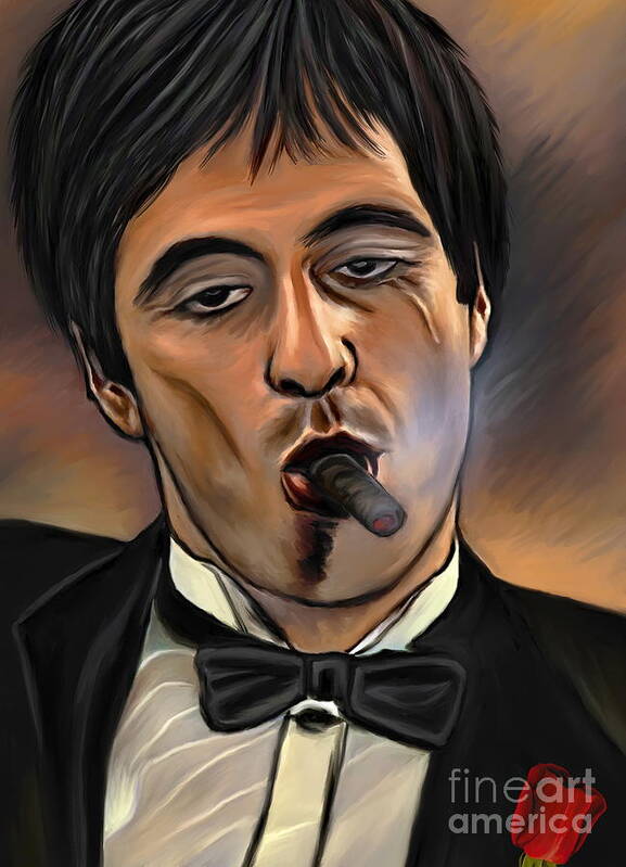 Al Art Print featuring the painting Al Pacino-Godfather by Andrzej Szczerski