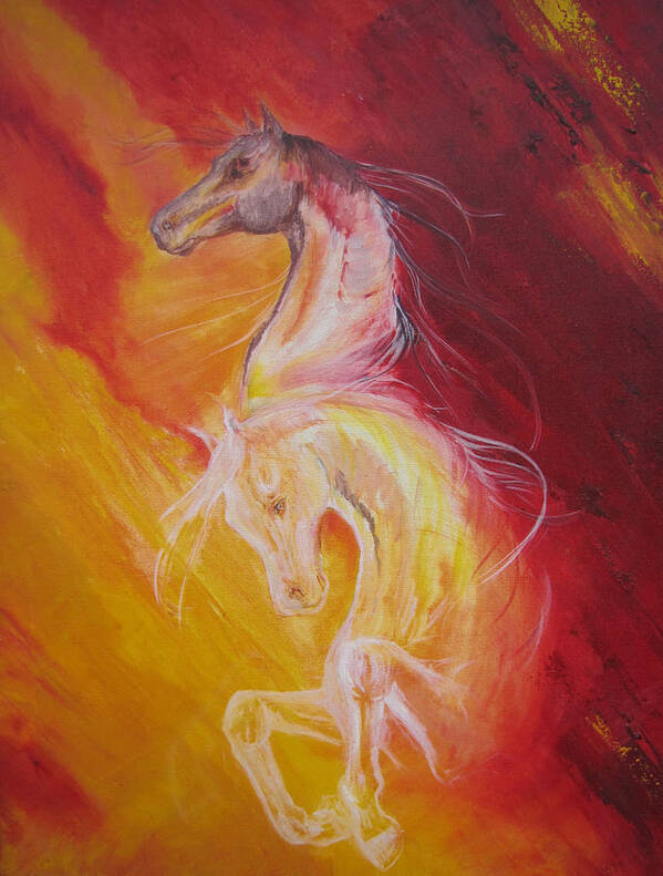 Horses Art Print featuring the painting Awakening by Melanie Stanton